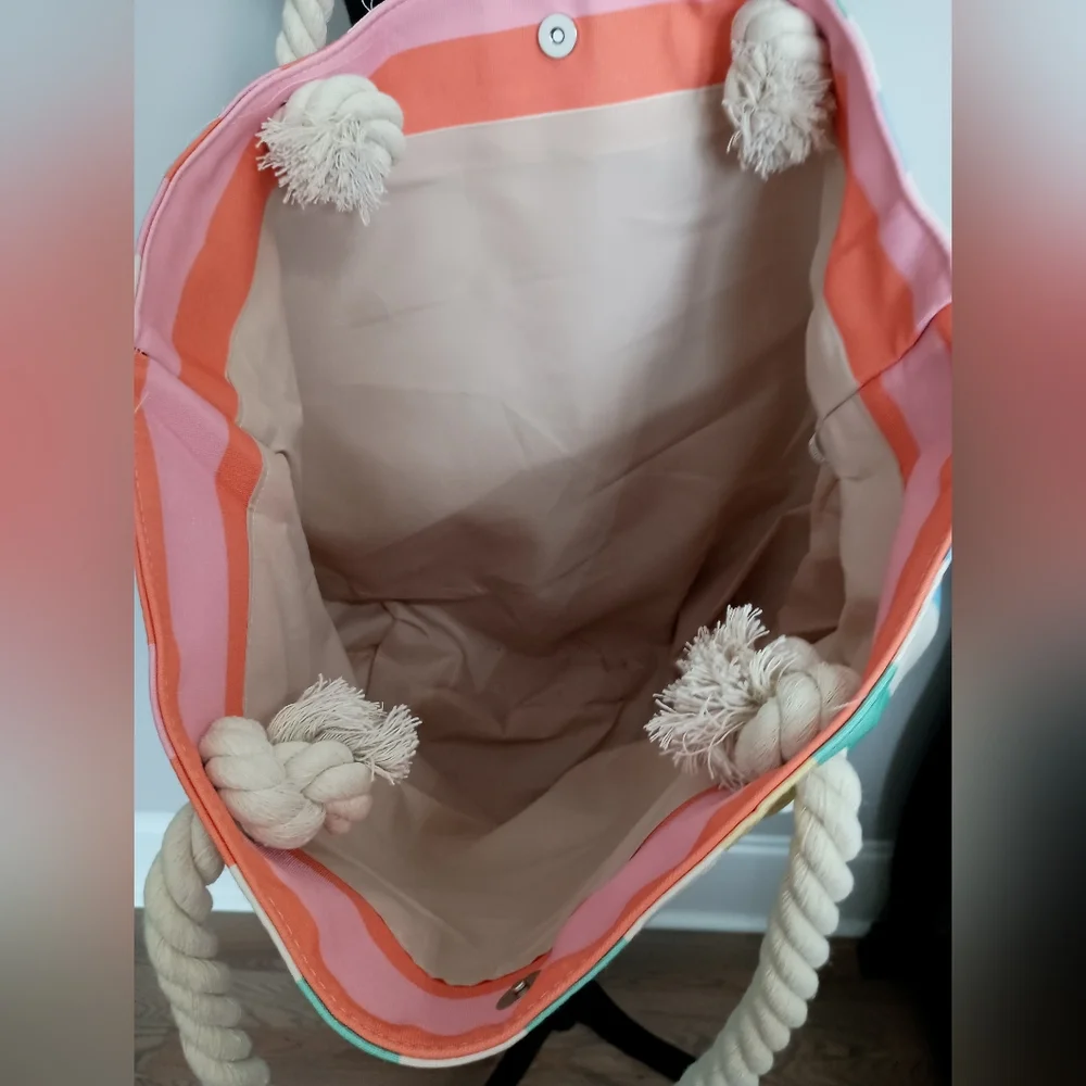 Striped Large Tote Bag - Picture 2 of 6